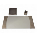 Breeze Beige Italian Patent Leather 3 Pieces Desk Set